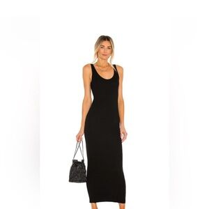 Enza Costa Ribbed Black Slip Dress